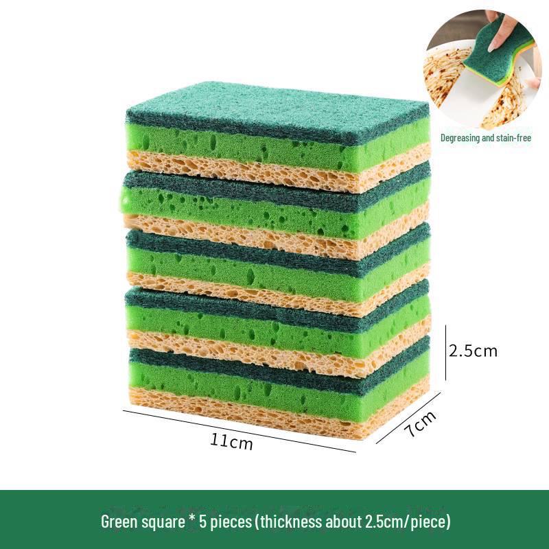 Non-Oily, Absorbent Wood Pulp Cotton Sponge Pad: Three-Layer Wave Cleaning Pad for Dishwashing