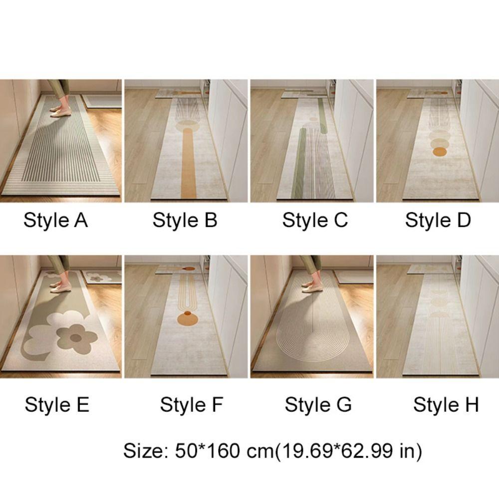 Practical Geometry Pattern Kitchen Floor Mat Extended Absorbent Kitchen Carpet Rectangular Thickened Doormat Corridor