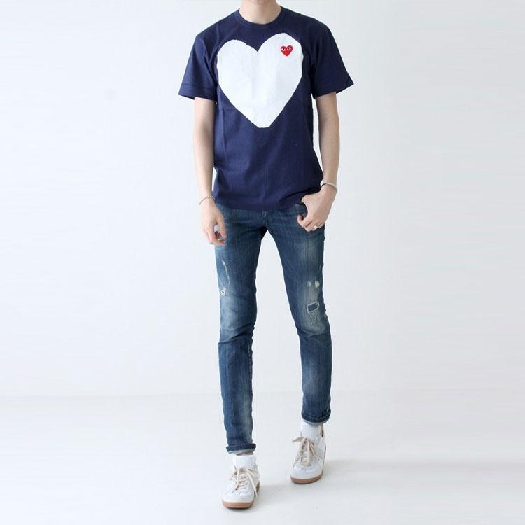 Comme des Garçons PLAY COMME Des GARCONS PLAY White Heart T-Shirt 'Navy' Men's AZ-T184-051-1
