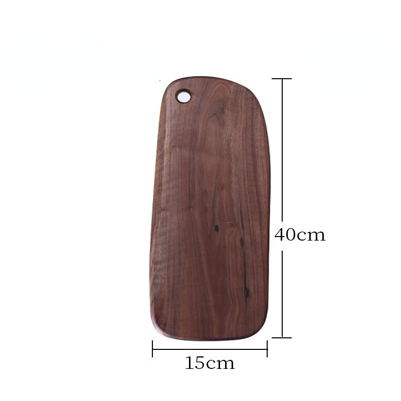 Tabla de cortar de madera de forma irregular para pan, verduras, frutas, tabla de madera de nogal negro macizo para alimentos, filetes, charcutería, tabla para queso de cena con agujero