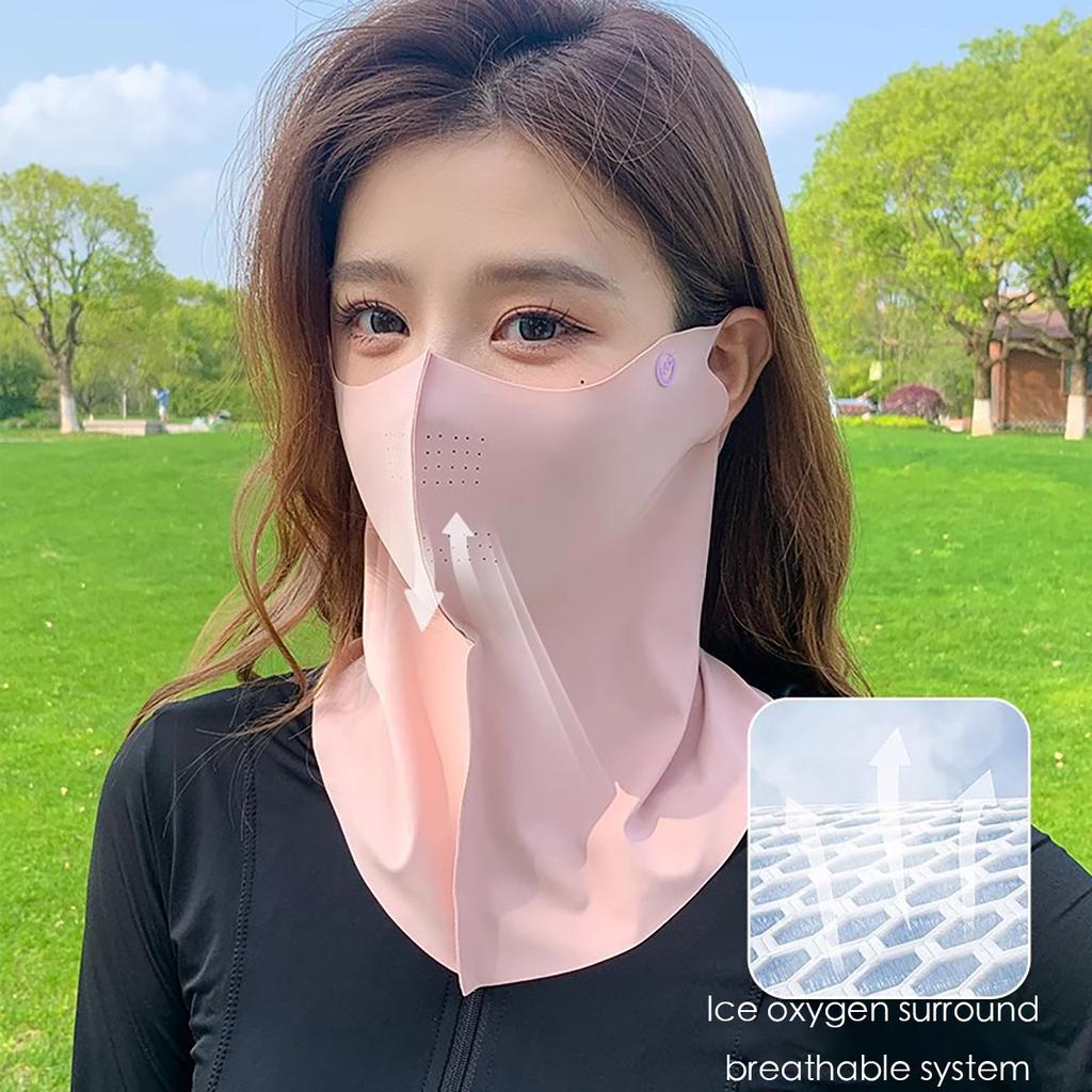 Women Summer UV Protection Neck Scarf Ice Silk Face Mask Cover Outdoor Wrap Cover Sports Cycling Sun Proof Sunscreen Dustproof
