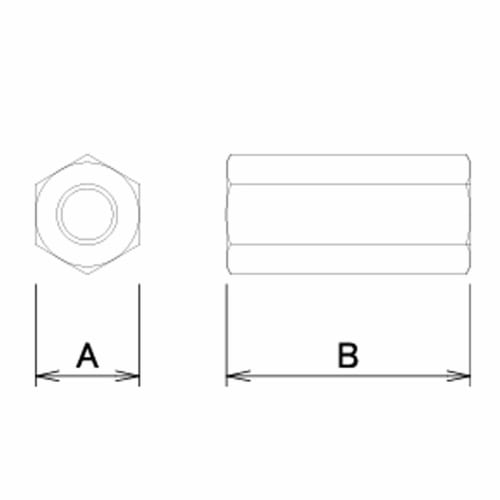 DAIDOHANT (Matice) Poniklovaná vysoká matice (Dlouhý ořech) (Jmenovitý průměr) W1/4 x (Výška B) 30mm, Železo/Poniklováno (1 ks) 10101756