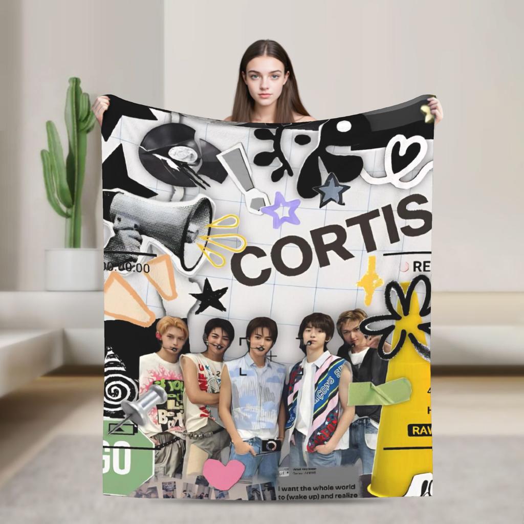 Soft Blanket Airplane Travel CORTIS Kpop  Throw Blanket  Flannel Bedspread For Living Room Novelty Sofa Bed Cover