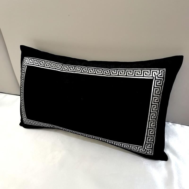 1 Stück geometrische Samt-Kissenhülle Luxus High-End Klassisch Schwarz Weiß Kissenbezug 45*45 50*50 Sofa Überwurf-Kissenbezug Graue Farbe
