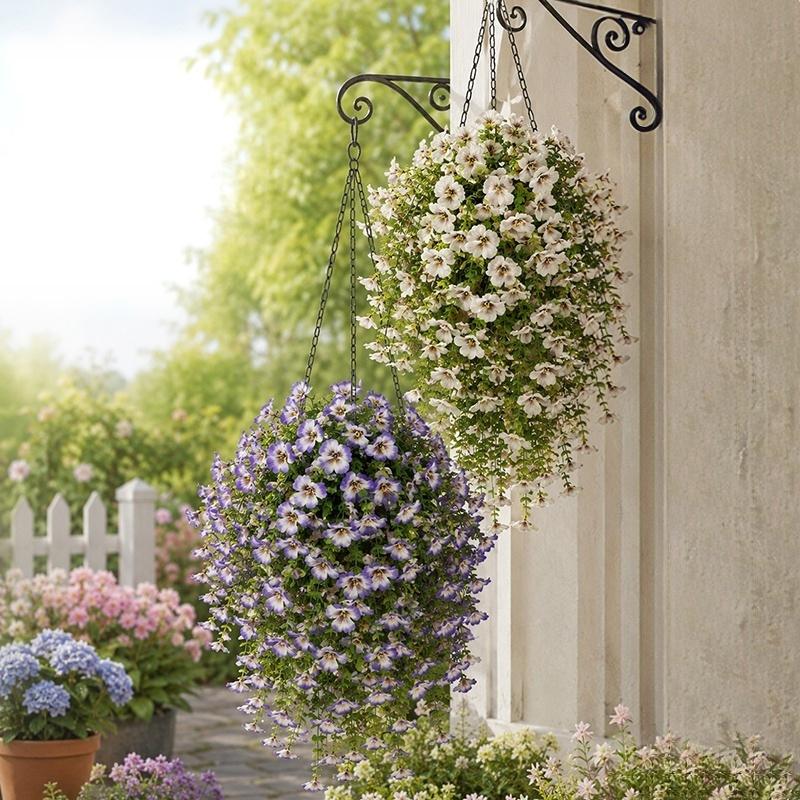 Artificial Hanging Flowers Plants UV Resistant Fake Hanging Giant Flower Morning Glory Balcony Garden Wedding Party Decor