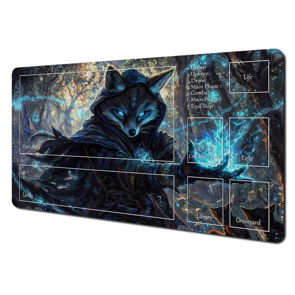 1pcs The Great Wave Off Kanagawa Zoned Mtg Playmat Large Locking Edge Nonslip Rubber Desk Mat For Tcg Commander Game