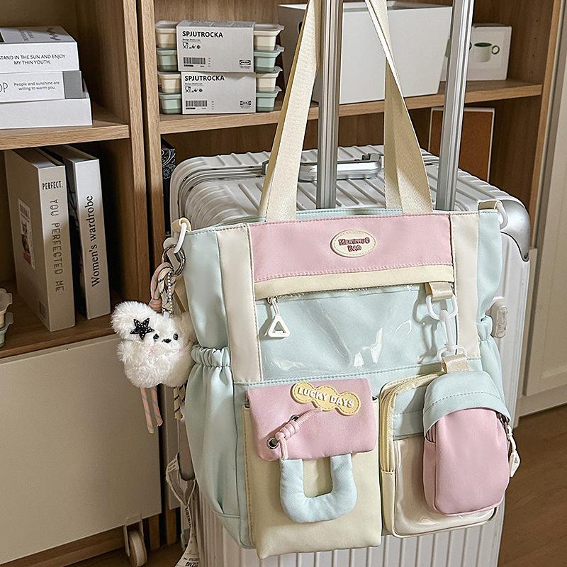 High-value messenger bag women's 2025 new cute Japanese bar pain bag large-capacity transparent junior high school shoulder bag