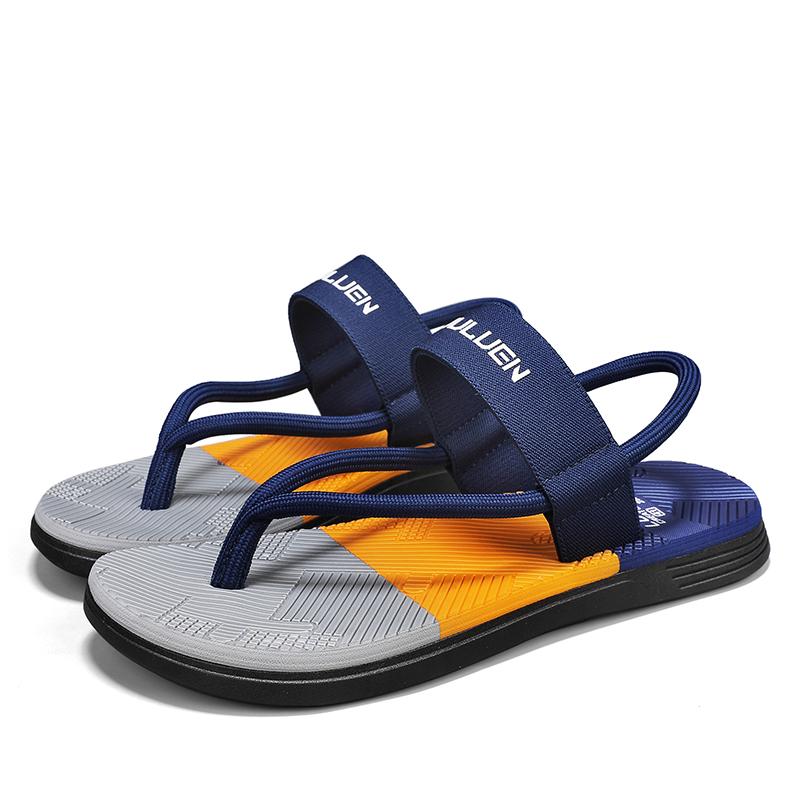Fashion Flip Flops Splicing Webbing Design Comfortable Men Summer Sandals Casual Flat Sandals Outdoor Beach Water Shoes Flats Non-slip