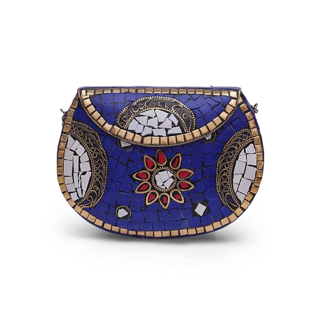 Bridal Women's Antique Brass Purse Ethnic Handmade Metal Clutch Bag