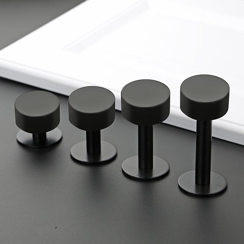 Non-Punch Thickened Stainless Steel Glass Door Stop with Rubber Top - Anti-Collision Limiter for Bathroom or Hotel Entrances