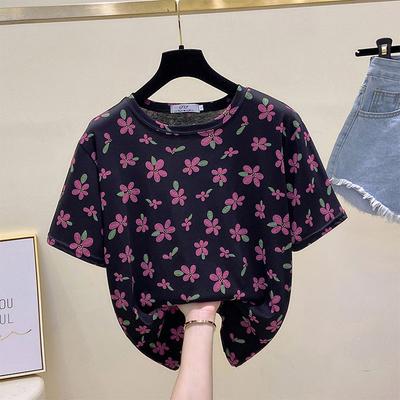 Short-sleeved T-shirt for Women 2025 Summer New Korean Version Loose Flesh Covering and Slimming Versatile Simple Colors