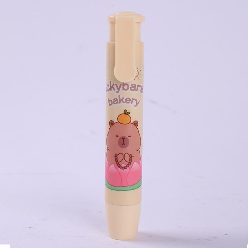 Capybara Push-Button Eraser for Kids - No-Trace, Low-Dust, High-Value Stationery