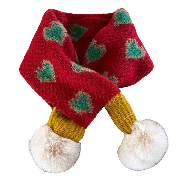 Children Knitted Scarf Soft and Warm Heart Pattern Neck Warmer Fashionable Autumn Winter Various Outfit Neck Gaiter