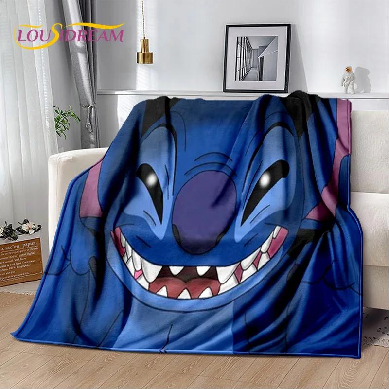 Coperta morbida in flanella con Stitch mostro cartone animato, Coperta da lancio Coperta comoda per picnic Letti Divano Casa Camera da letto Regalo Bambino