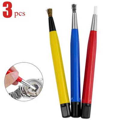 3 Stück/Set Rostentferner Pinselstift Glasfaser / Messing / Stahl / Nylon Pinselstiftform Uhrenteile Polier-Reinigungswerkzeug