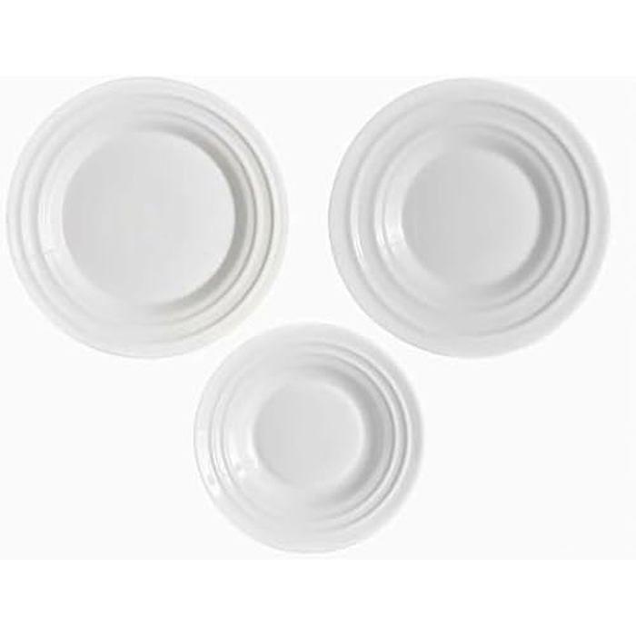 Service De Table - VIVALTO - F-LGCP105-75-85 - Verre Opale Blanc - 2 Unités - Contemporain