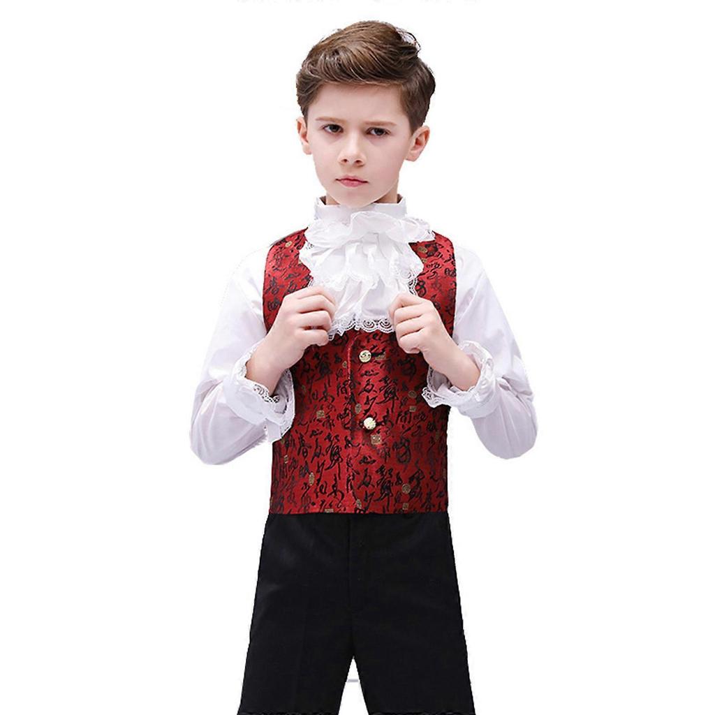 Unisex Cosplay Costume Accessories False Cuffs and Lace Edge Ruffled Satin Colonial Jabot Collar Set for Steampunk Party