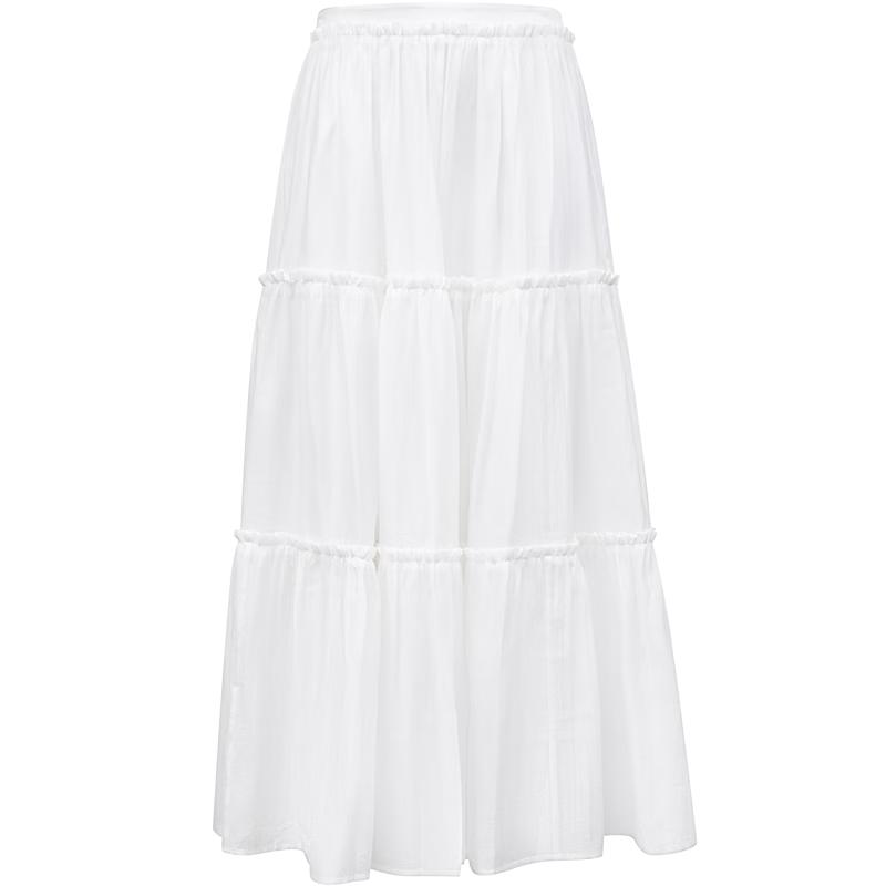 ONLY 2025 Spring A-Line Tiered Maxi Skirt M