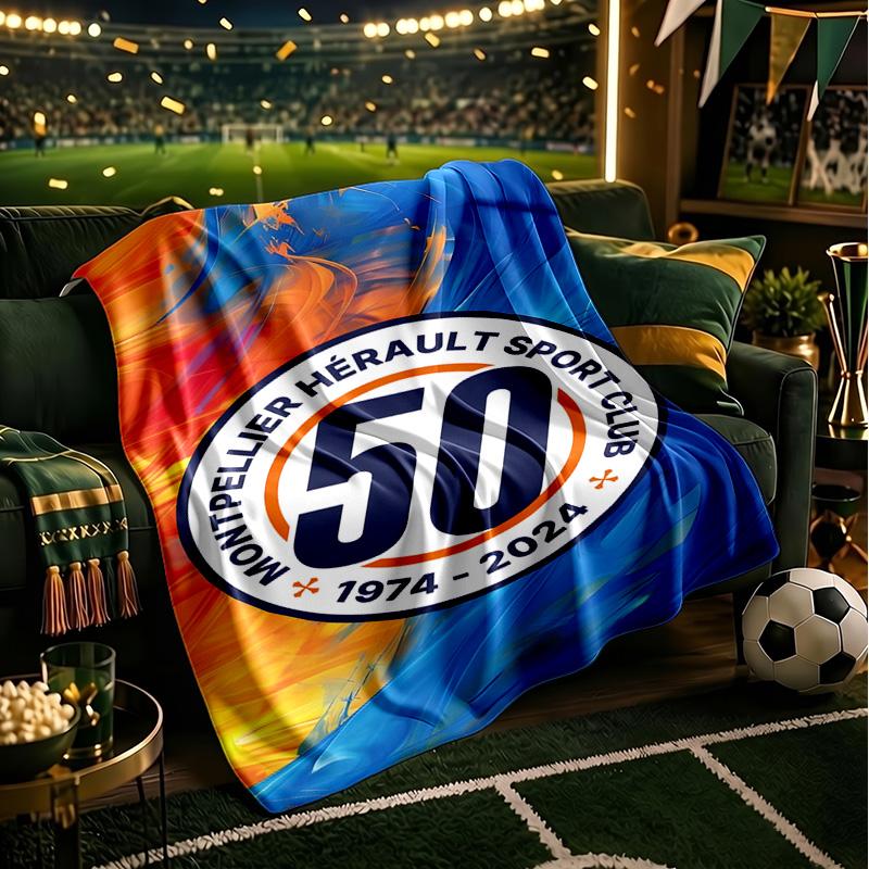 Montpellier Sc Crest Blanket Lightweight Ideal Bedding Blanket Perfect for Travel, Camping, Living Rooms, Offices, Sofas, Fan Christmas gift