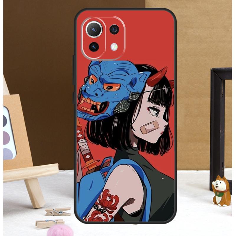Anime Girl Samurai Case For POCO M6 X3 X5 X6 Pro F3 F5 M5s Cover For Xiaomi 13T 12T 11T 14 Pro 12 13 Lite Case