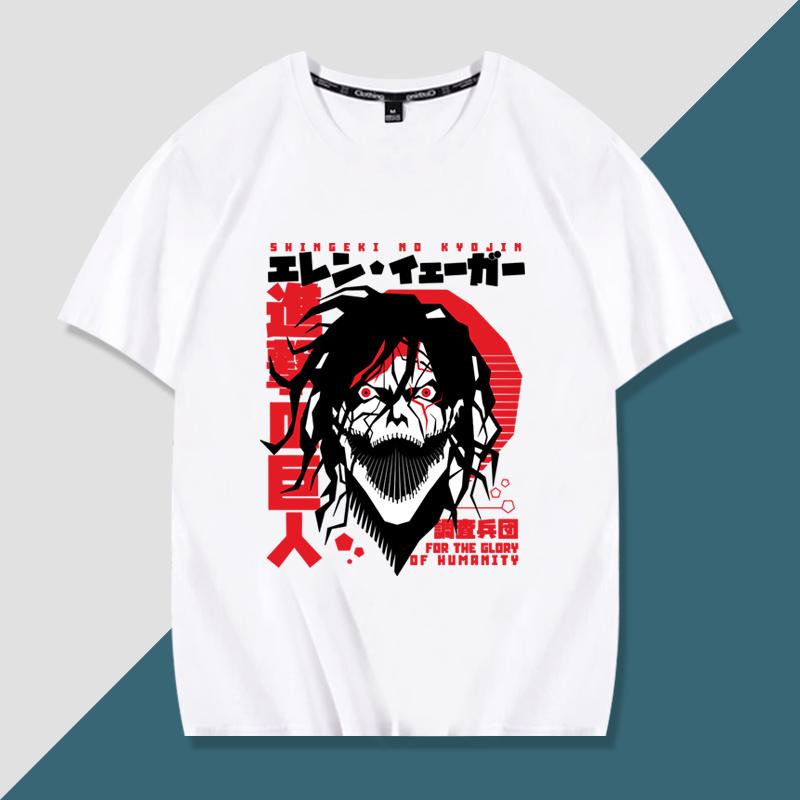 Japanese anime Attack on Titan handsome printed summer 100% cotton T-shirt fashion casual men's streetwear