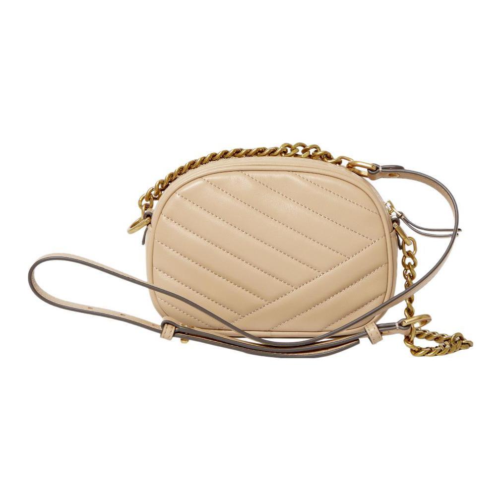 Tory Burch Kira Antique Gold Metal Double T Logo Zipper Closure Leather Shoulder Crossbody Bag Small Women Bags Nude-Pink 90450-288