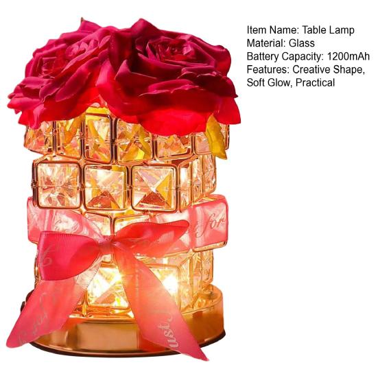 LED Night Light Rechargeable Cordless Rose Light 3 Lighting Modes Dimmable Flower