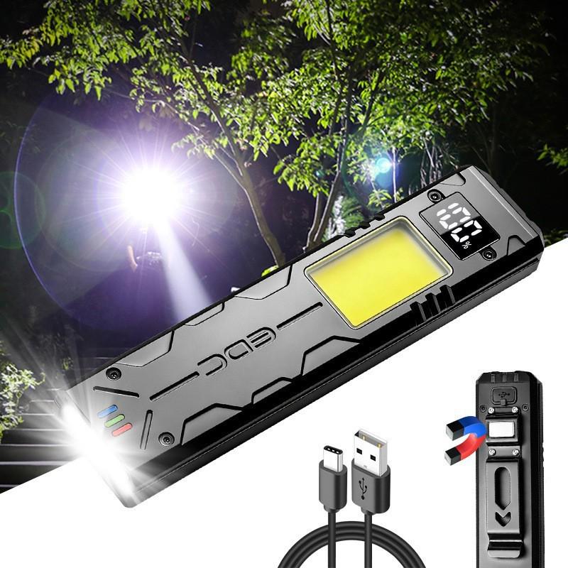 Ultra-Bright Tactical Flashlight with Multi-Function Display, Fluorescent Pen Clip, and Magnetic Emergency Work Light
