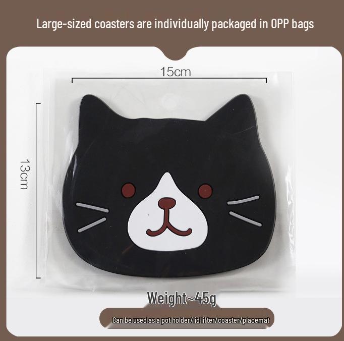 Cute Cat & Puppy Expression PVC Silicone Non-slip Heat Insulation Coaster Mat