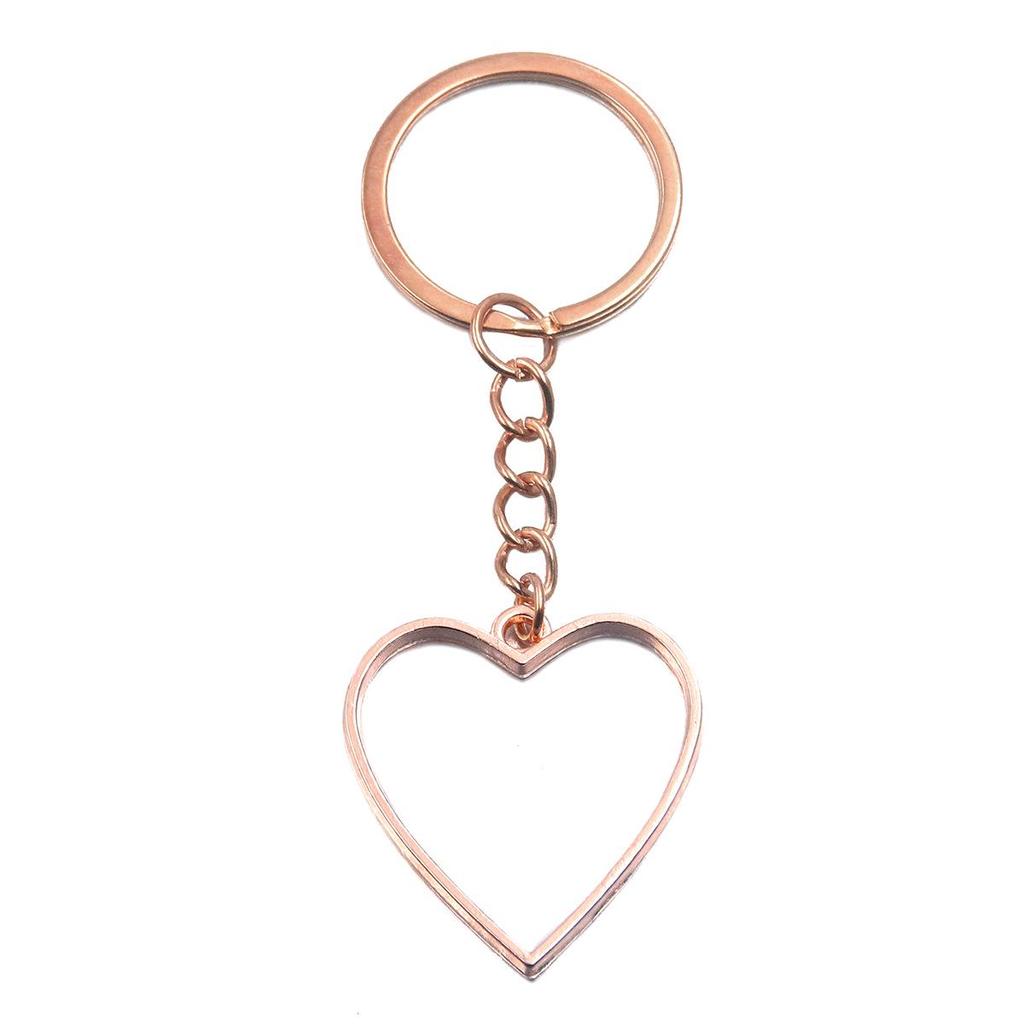Rose Gold Geometric Heart & Moon Epoxy Keychain Pendants - 17 Designs