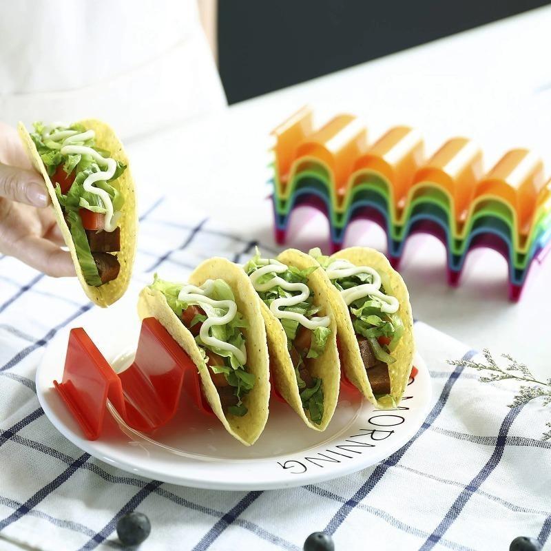 Wave Shape Plastic Taco Holder Stand, Mexican Taco Shell Display Rack, Food Storage Tray Holder for Home Kitchen Restaurant Tableware