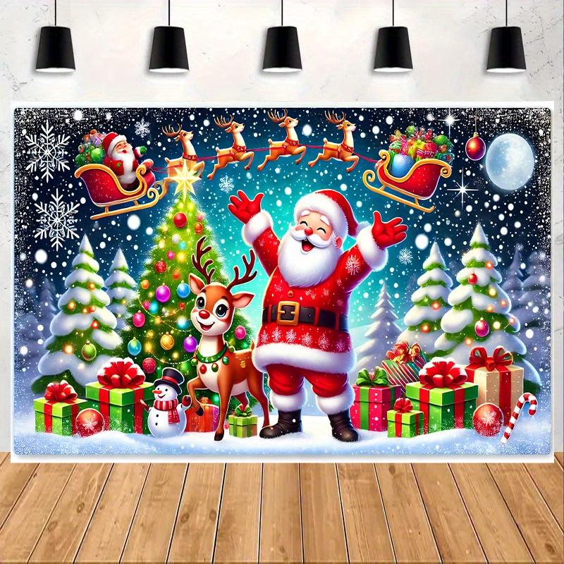 Santa Claus Background Cloth - Photography Background Suitable for Holiday Parties Birthdays and Outdoor Celebrations