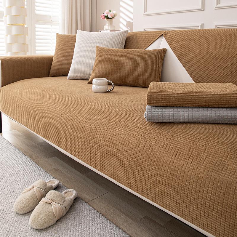 Nordic Corn Kernels Waterproof Sofa Cushion Solid All Season Universal Anti Slip Sofa Cover Vintage Style Easy-Care Cloth Towel