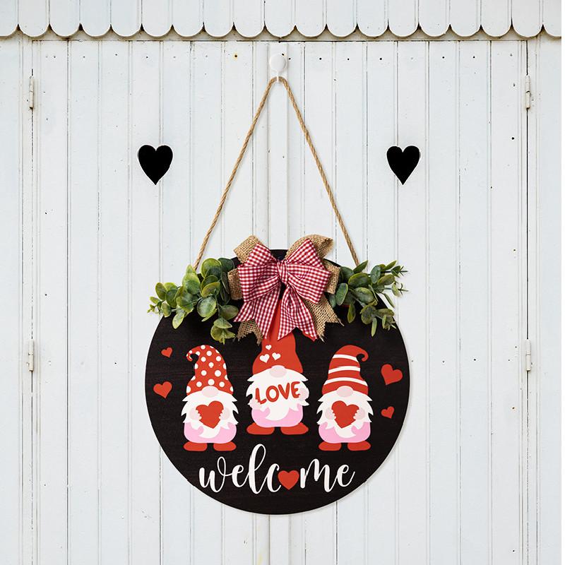 Charming Mothers Day Love Gnome Welcome Plaque Featuring Red Bow And Heart Motif
