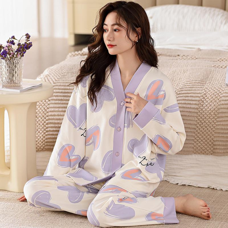 Set Pijama Damă 2024: Haine de casă cu mânecă lungă pentru primăvară, toamnă și iarnă. Perfect pentru Transmisiuni Live ale Micro-Afacerilor.