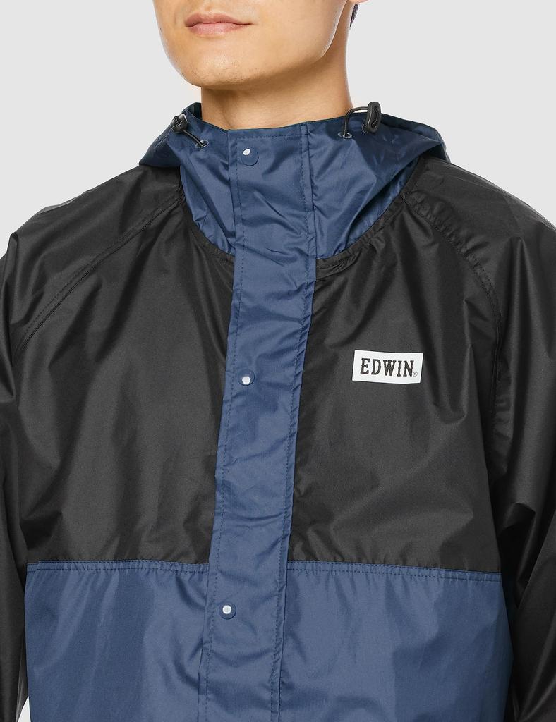 EDWIN Langer Regenmantel M, Regenmantel, Ausrüstung, Wasserdicht, Herren, Marineblau,
