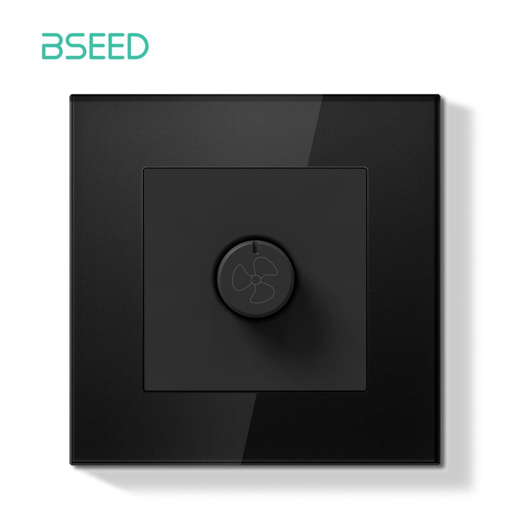 BSEED Switch Light Switch Black Glass Frame Wall Power Sockets USB-C Phone Charge E-Series EU Standard 1 Way
