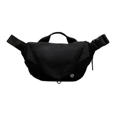 Lululemon Zakřivená 3L Jednobarevná Ležérní Design s Klopou Nylonová Magnetické Zapínání Ruční Taška přes Rameno Crossbody Ledvinka Unisex Tašky Černá LU9BSJS-BLK