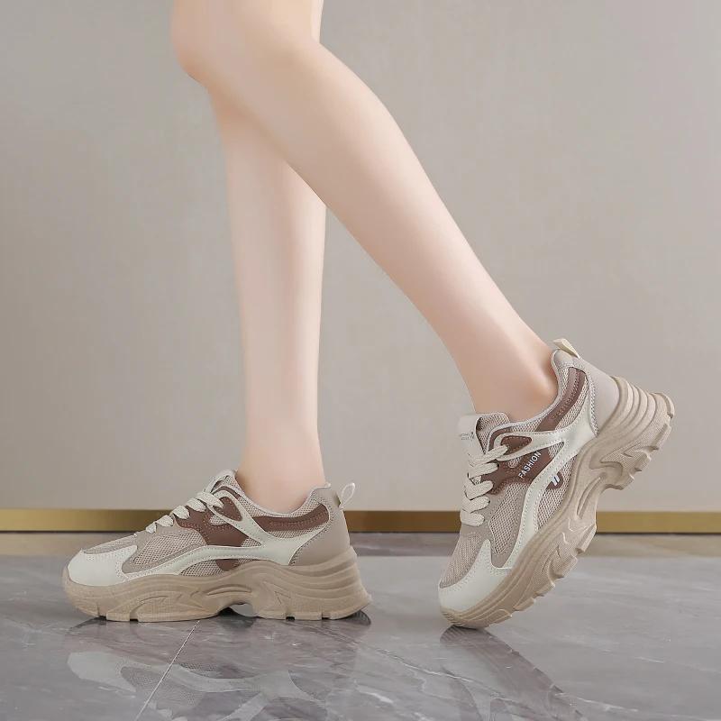 Women's Mesh Sneakers Fashionable Breathable All-match Tennis Shoes Women Outdoor Leisure Non-slip Designer Platform Shoes