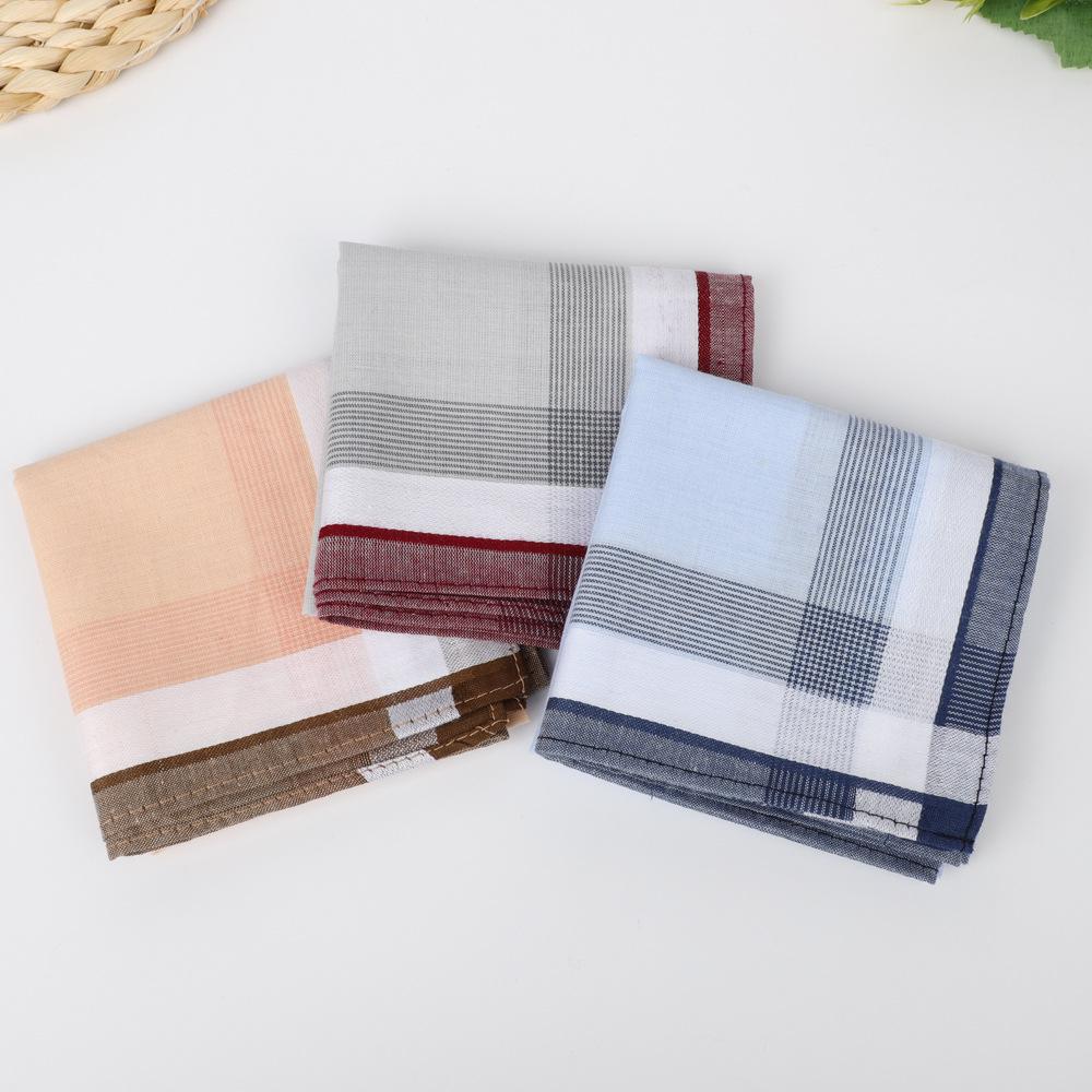Vintage 40cm Plaid All-Cotton Men's Sweat-Absorbent Handkerchief