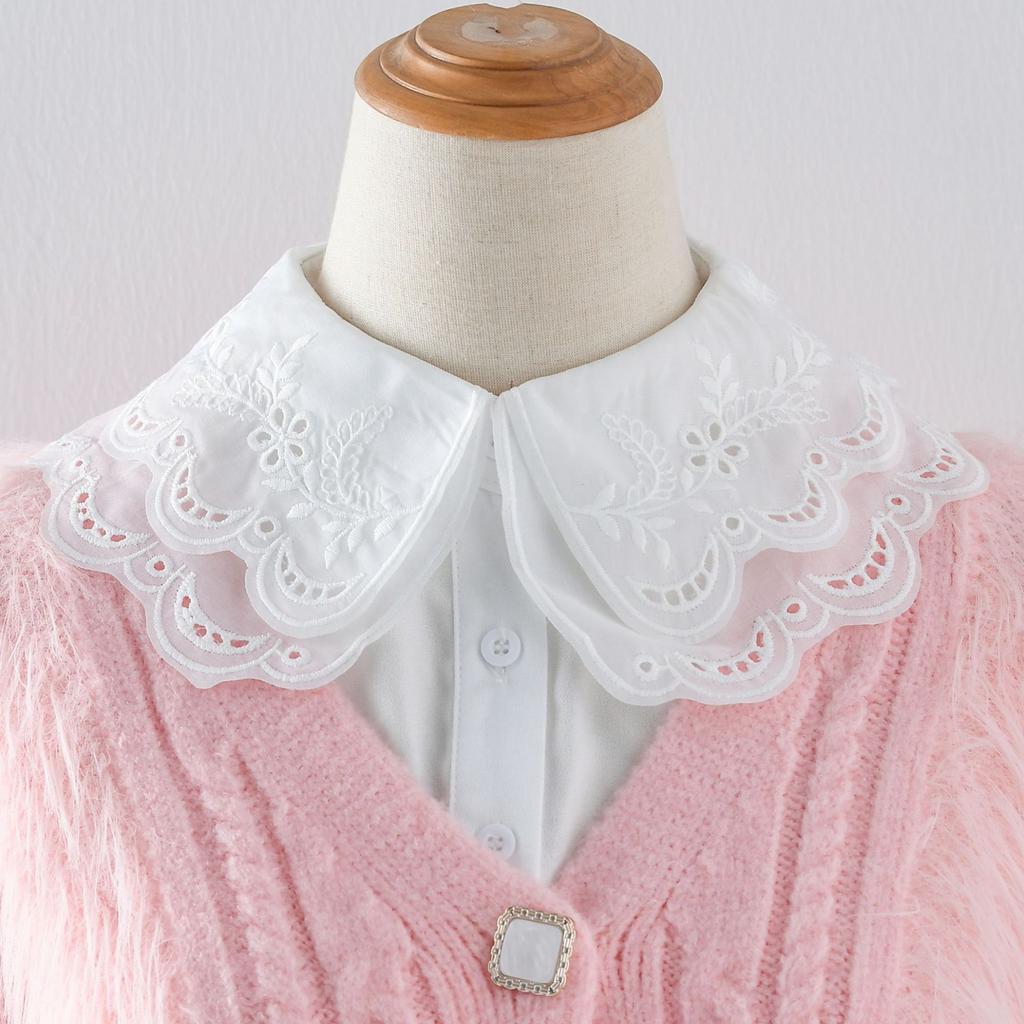 Perfect Match Womens Shirt Floral Embriodery Lapel Fake Collar For Women Removable Detachable Collars Blouse Sweater False Collars Fuax Cols