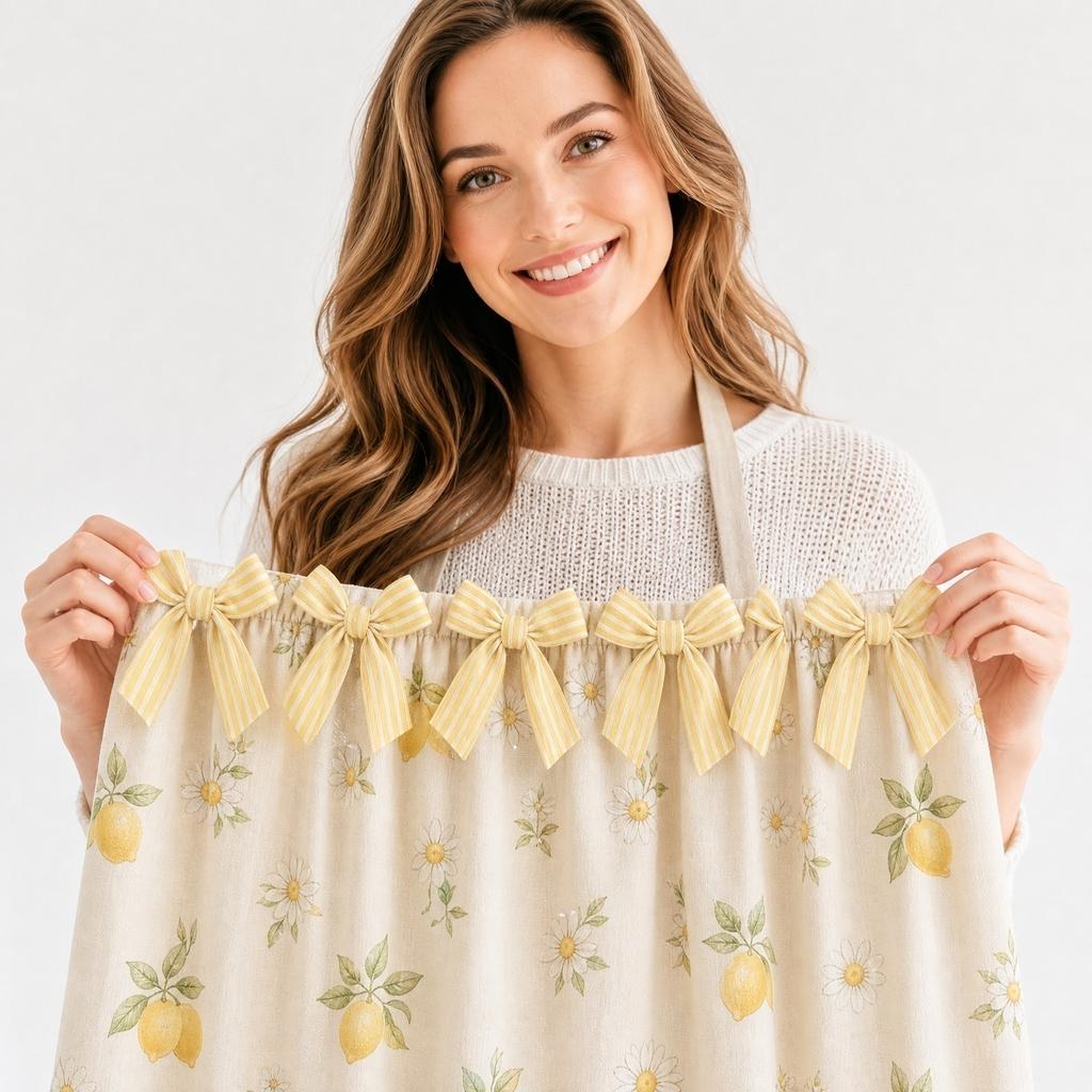 Farmhouse Kitchen Oven Skirt 78x55cm Decorative Ruffled Edge Oven Cover with Bow Tie Top for Rustic Style Kitchen Window Treatment