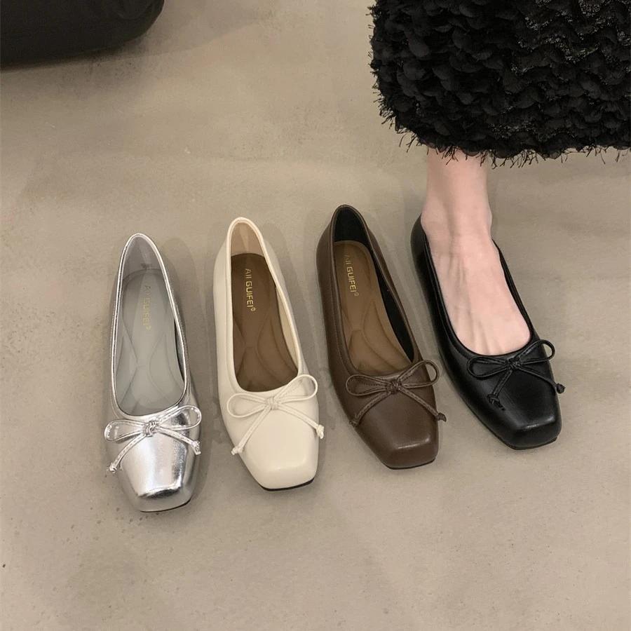 Fashion 2025 Women's Flat Shoe Spring Bow-knot Single Shoes Soft and Comfortable Ballet Shoes Zapatos Mujer Mary Jane Shoes for Women