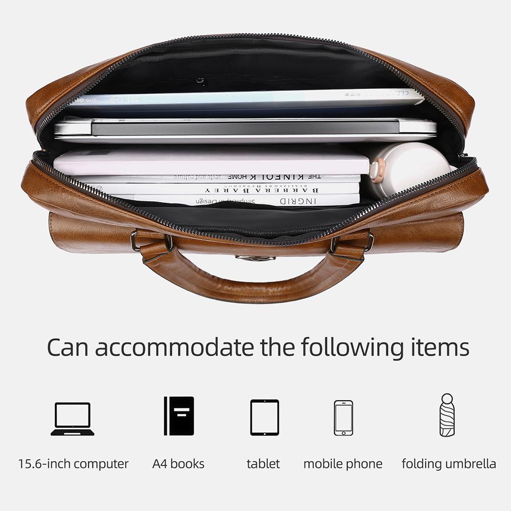 WEIXIER Geantă Aktovcă din Piele pentru Bărbați 15,6 Inch Geantă pentru Laptop Geantă Mare Tip Poștaș Mesager Crossbody Geantă de Umăr pentru Birou Afaceri Călătorii