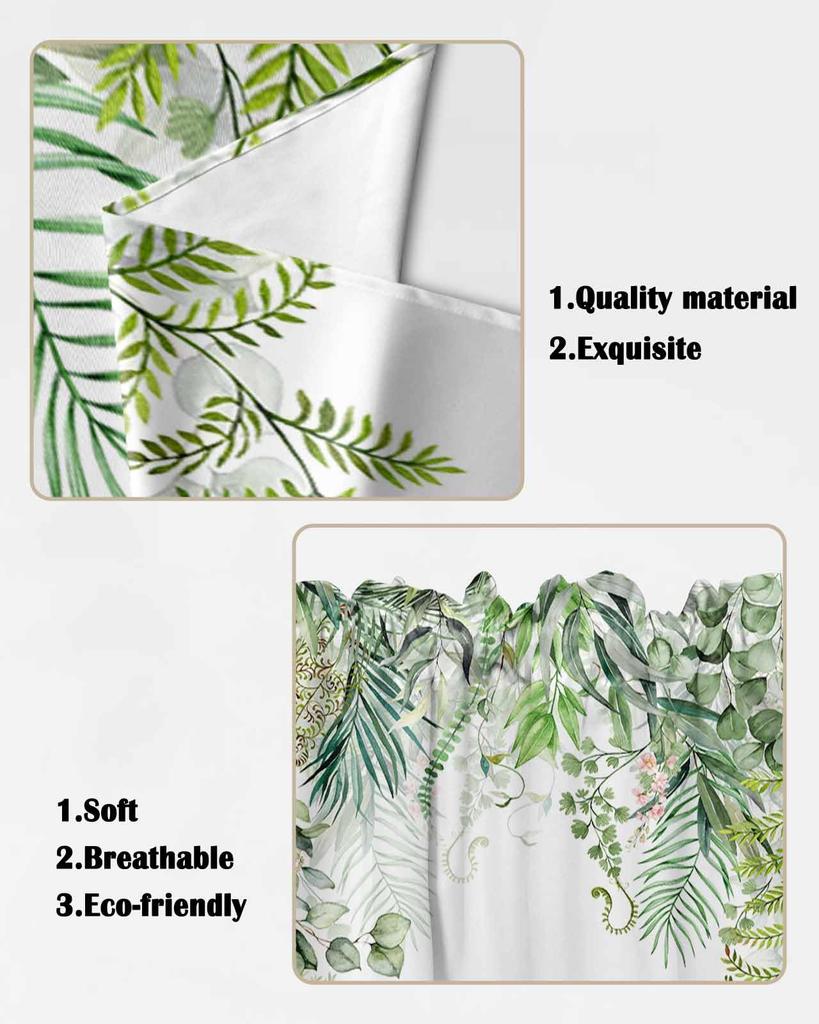 Valance Curtain Green Leaves Swag Kitchen Watercolor Botanical Living Room Bedroom Decorative Small Curtains Polyester With Rod Pocket Great Decor