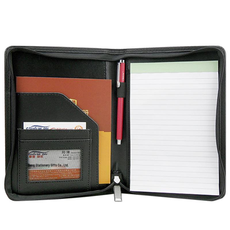 Moderner A5 Multifunktionaler PU Business Ordner mit Reißverschluss, Taschenrechner und Logo-bereitem Verkaufsleiter-Clip