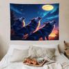 Howling Wolves Tapestry Multiple Sizes 2D Print Mystic Moon Night Scene Polyester Bedroom Living Room Dorm Gift Nature Love