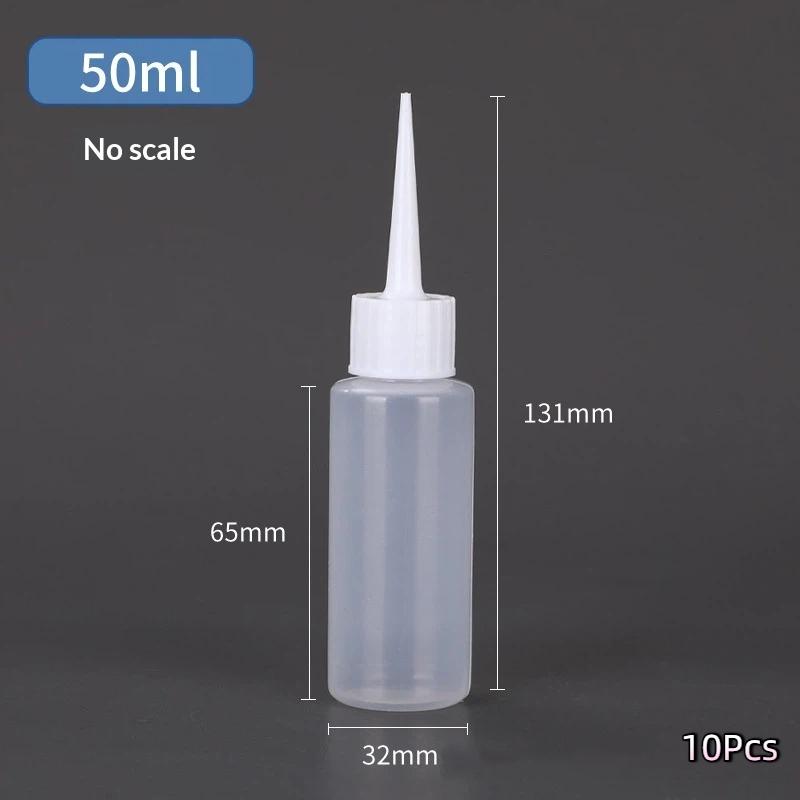 10Pcs Precision Tip Glue Bottles - 30/50/100ml Soft Rubber Squeeze Bottles with Scale Markings