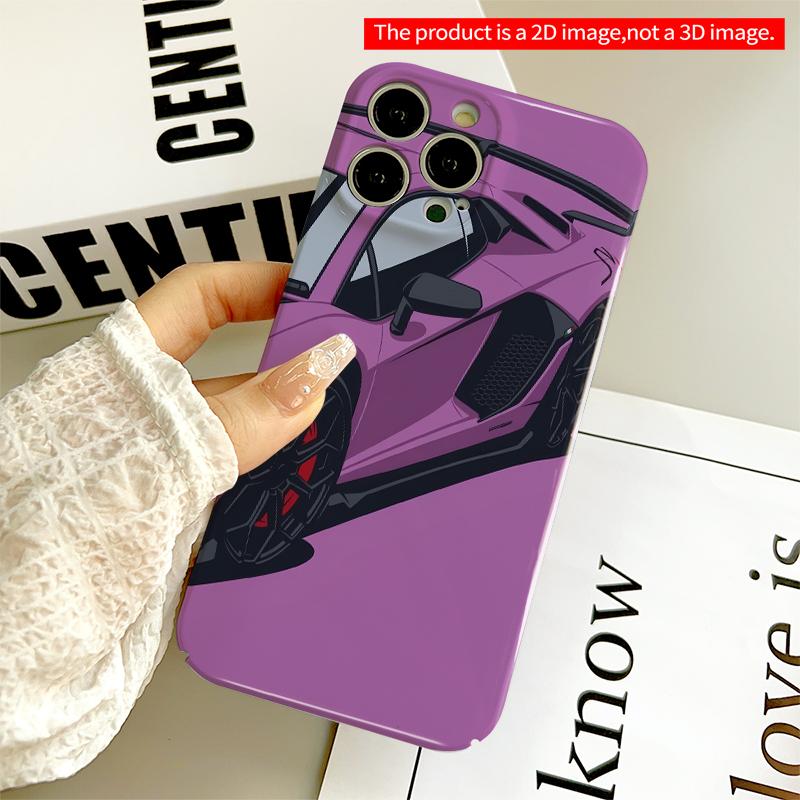 2DFlat Pink Sports Car Design All inclusive film hard iPhone case, compatible with iPhone 18 Pro Max 17 16 15 14 13 12 11
