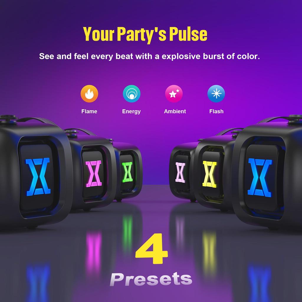 DOSS Extreme Boom Pro D300 Wireless Bluetooth 80W Loud 20 Hours of 3 EQ IPX6 Portable Bluetooth Speaker for and Travel Speaker, Volume, Playback,